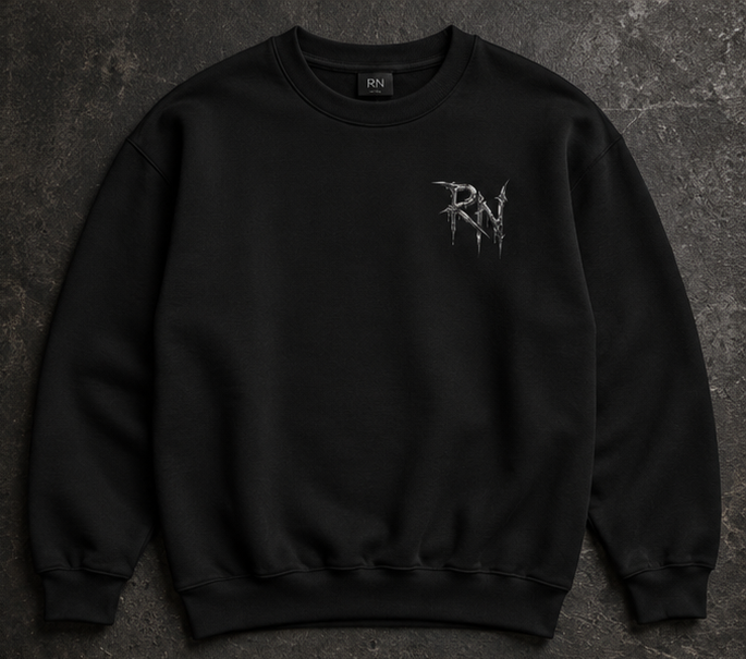 Road Noir Crewneck Sweatshirt — Dark Retro Car Logo Pullover