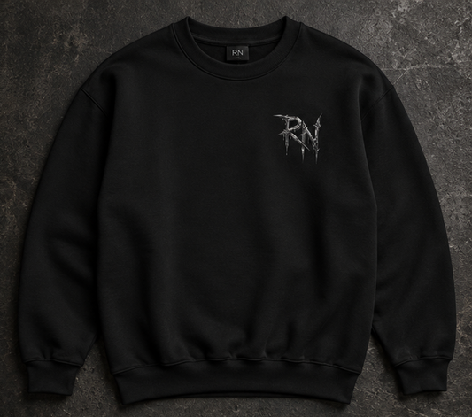 Road Noir Crewneck Sweatshirt — Dark Retro Car Logo Pullover