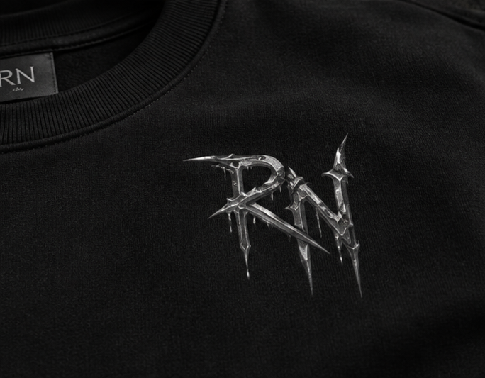 Road Noir Crewneck Sweatshirt — Dark Retro Car Logo Pullover