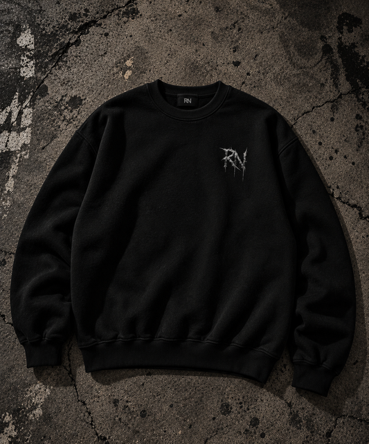 Road Noir Graphic Crewneck Sweatshirt — Gothic Band-Style Streetwear
