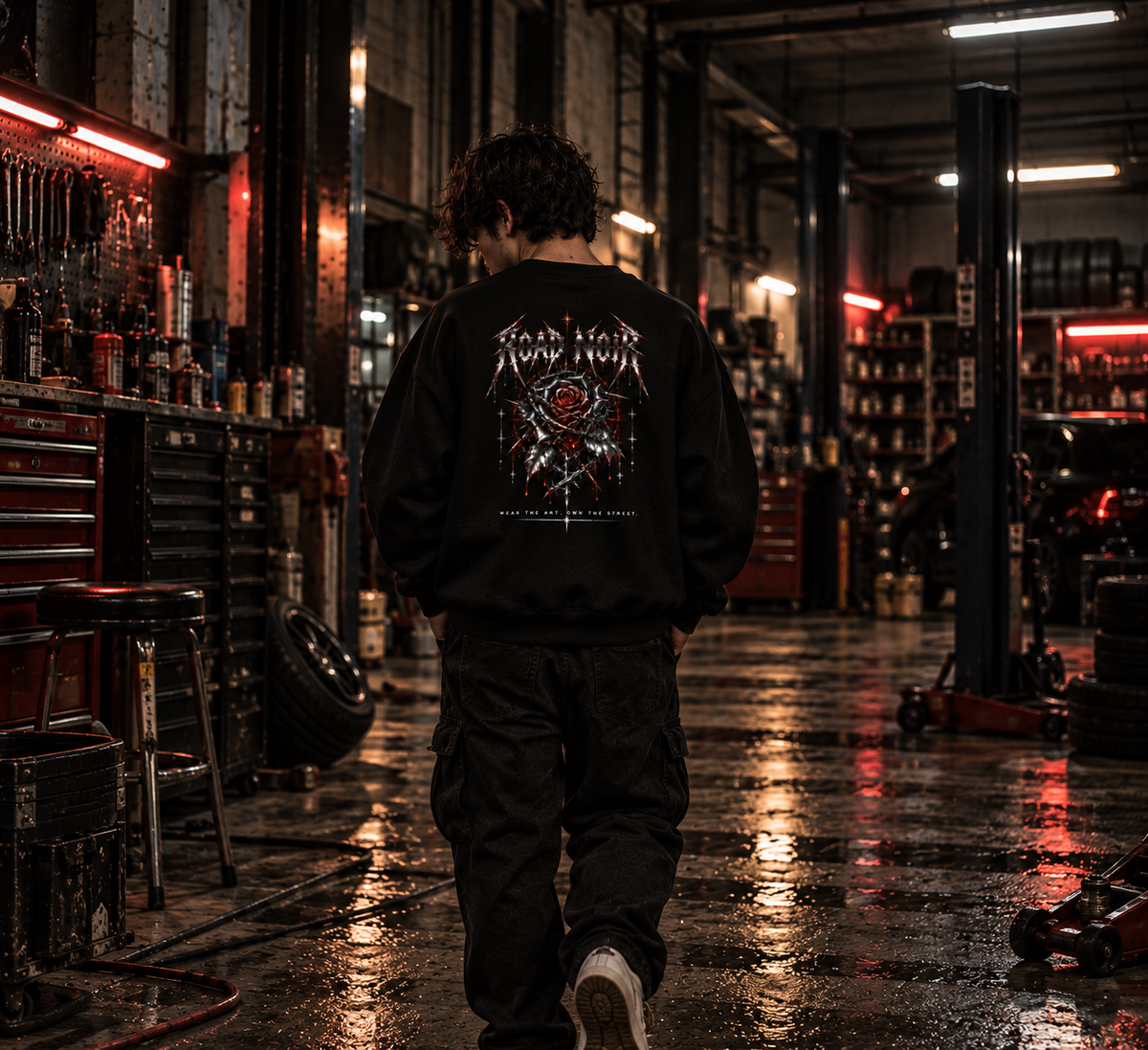 Crewneck Sweatshirt — Road Noir Gothic Rose Graphic Crewneck