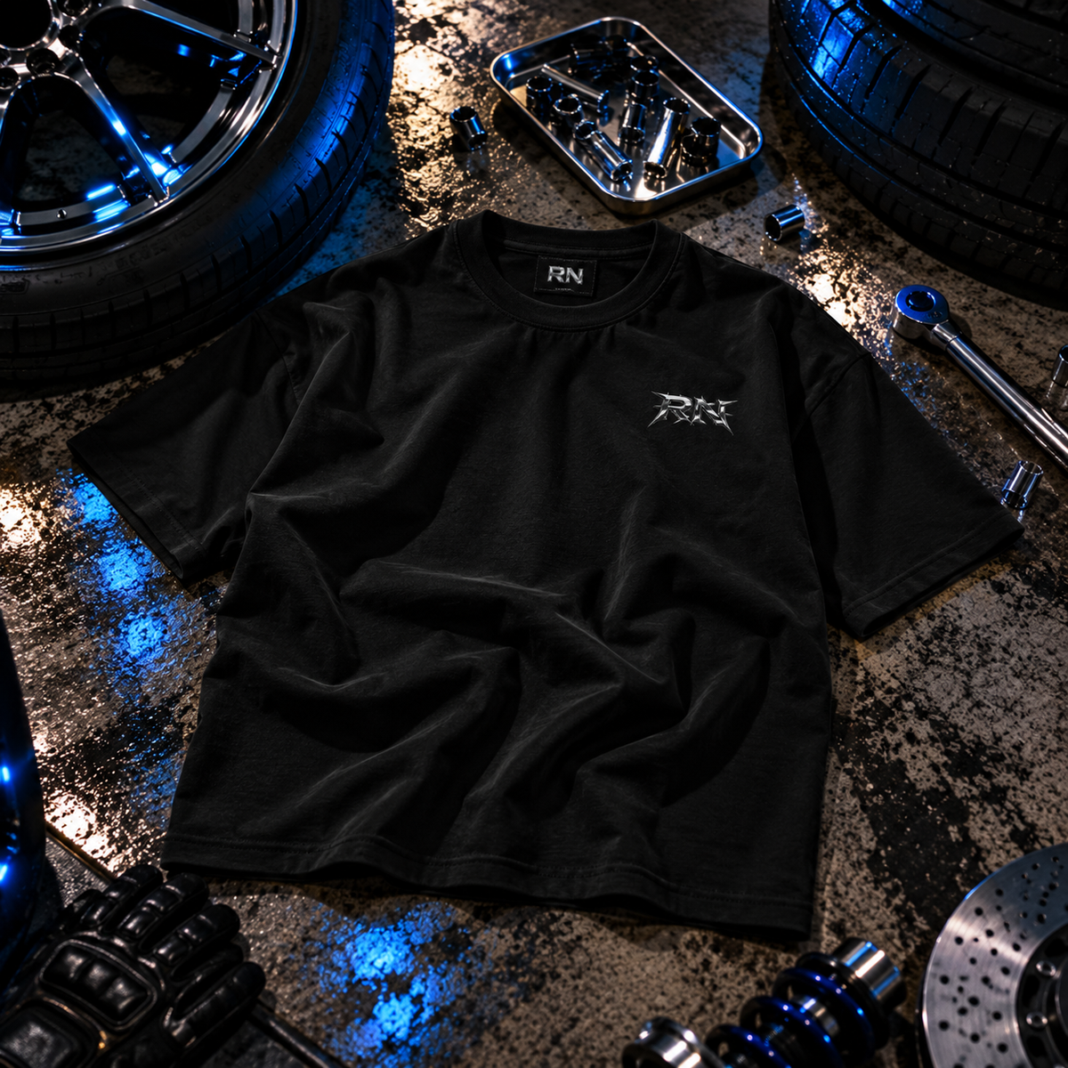 ROAD NOIR Cyber-Motorsport Graphic Tee - Heavyweight Unisex Racing T-Shirt