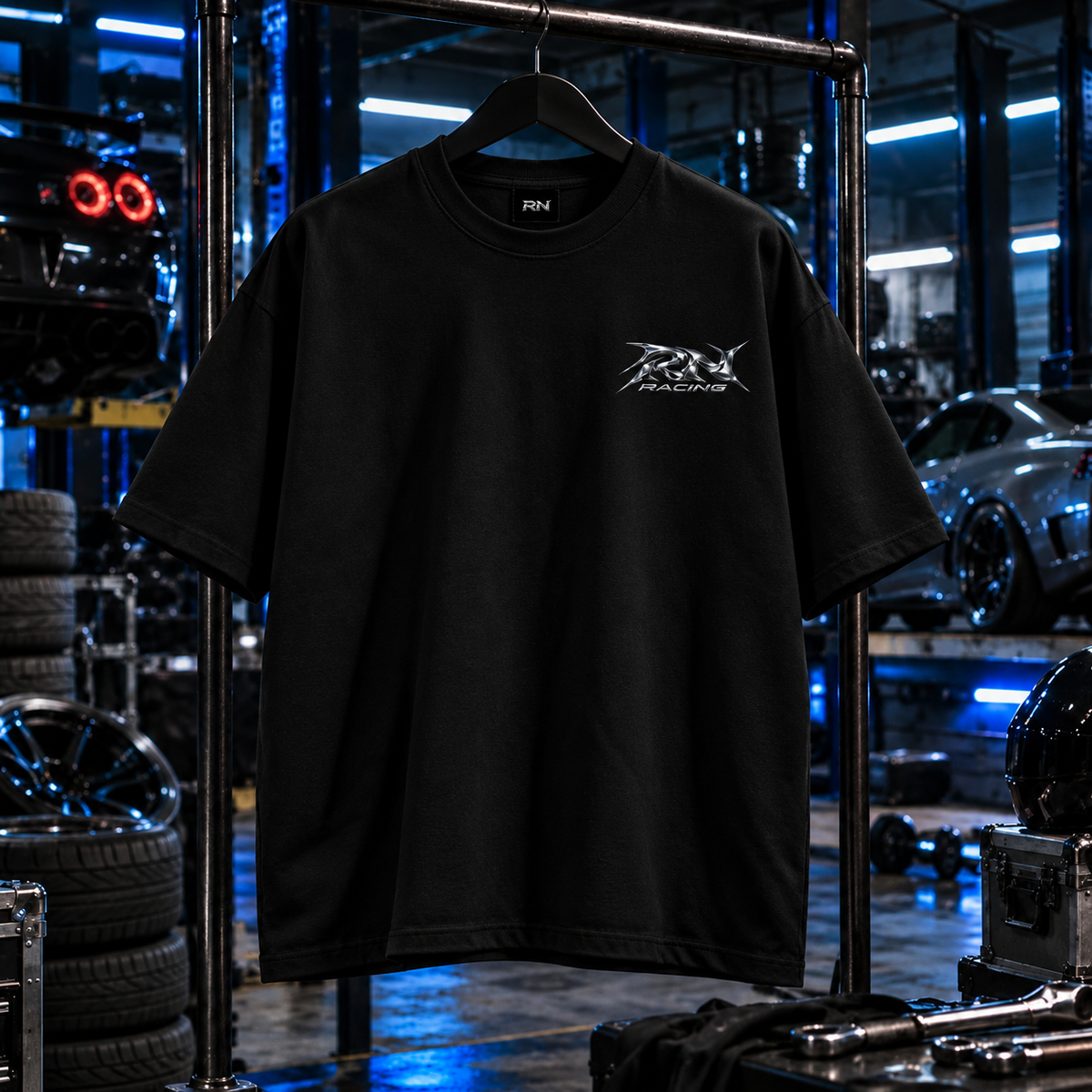 ROAD NOIR Cyber-Motorsport Graphic Tee - Heavyweight Unisex Racing T-Shirt
